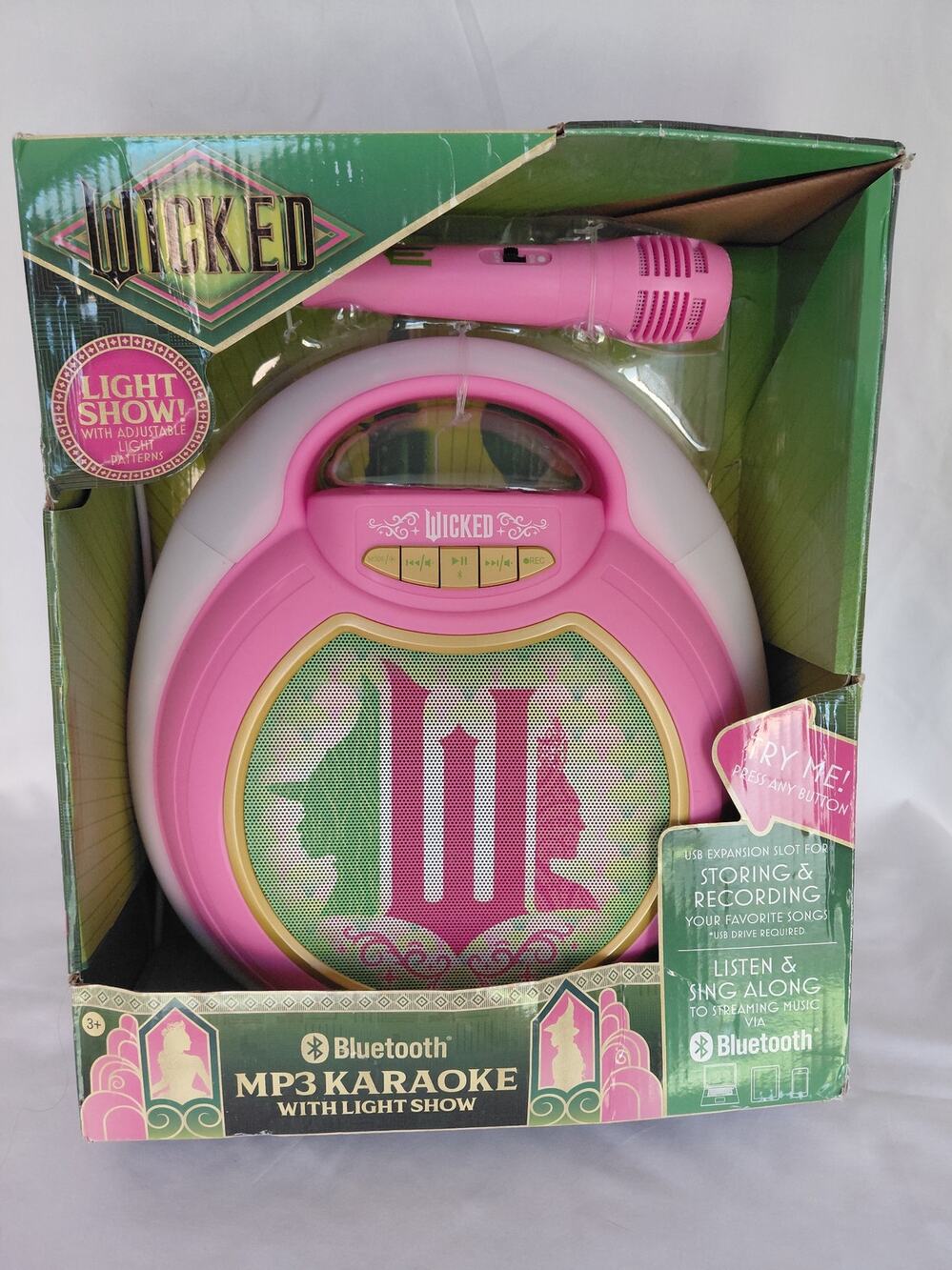 NWT Wicked Movie Bluetooth Karaoke Machine Kids Sing-Along Light Up Toy eKids